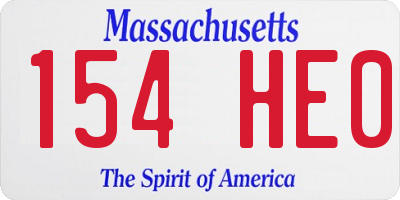 MA license plate 154HE0