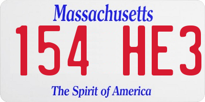 MA license plate 154HE3