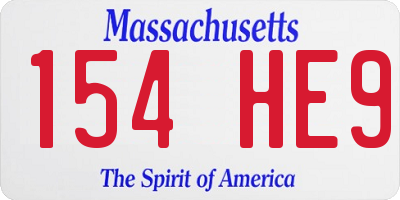 MA license plate 154HE9