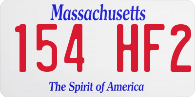 MA license plate 154HF2