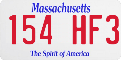 MA license plate 154HF3