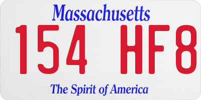 MA license plate 154HF8