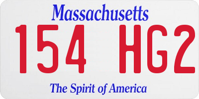 MA license plate 154HG2