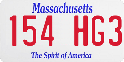 MA license plate 154HG3