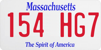 MA license plate 154HG7