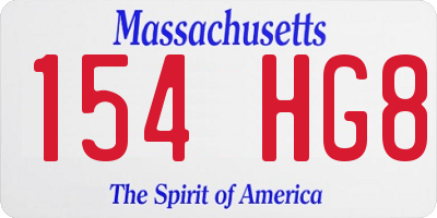 MA license plate 154HG8