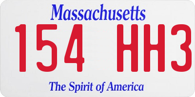 MA license plate 154HH3