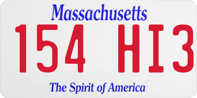 MA license plate 154HI3