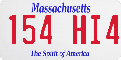 MA license plate 154HI4