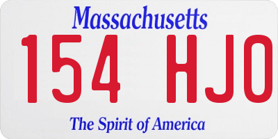 MA license plate 154HJ0