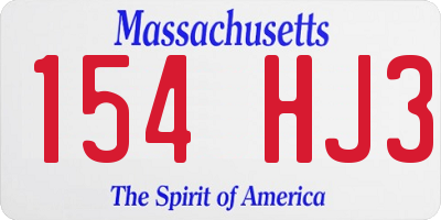 MA license plate 154HJ3