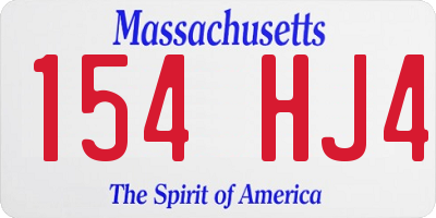 MA license plate 154HJ4