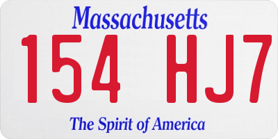 MA license plate 154HJ7