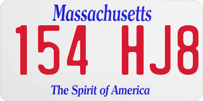 MA license plate 154HJ8