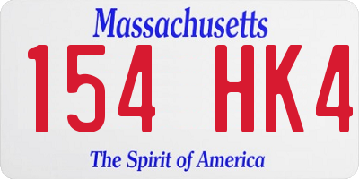 MA license plate 154HK4