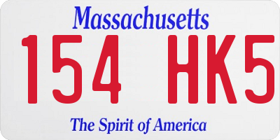 MA license plate 154HK5