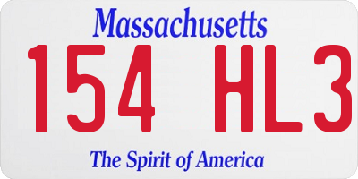 MA license plate 154HL3