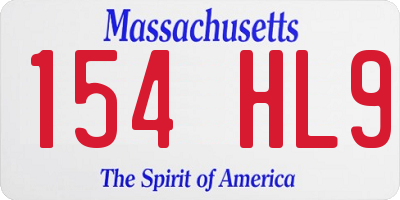 MA license plate 154HL9