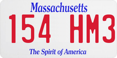 MA license plate 154HM3