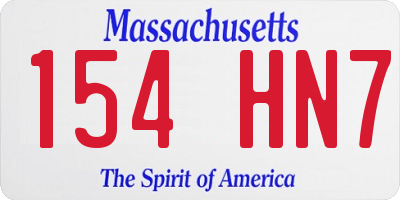 MA license plate 154HN7