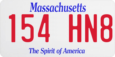 MA license plate 154HN8