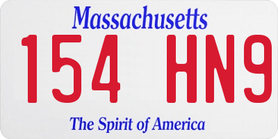 MA license plate 154HN9