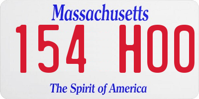 MA license plate 154HO0