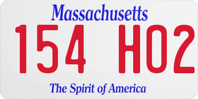 MA license plate 154HO2