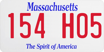 MA license plate 154HO5
