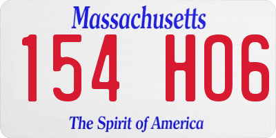 MA license plate 154HO6