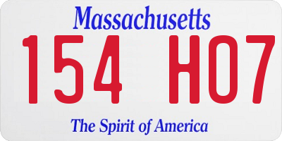 MA license plate 154HO7