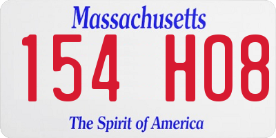 MA license plate 154HO8