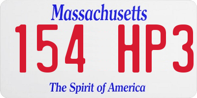 MA license plate 154HP3