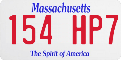 MA license plate 154HP7
