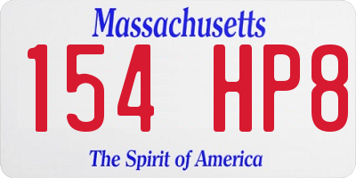 MA license plate 154HP8
