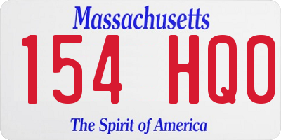 MA license plate 154HQ0