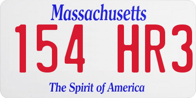 MA license plate 154HR3