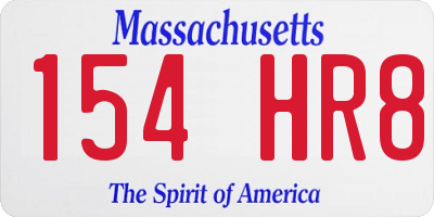 MA license plate 154HR8