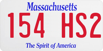 MA license plate 154HS2