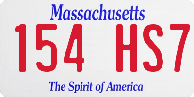 MA license plate 154HS7