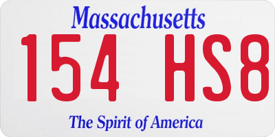 MA license plate 154HS8