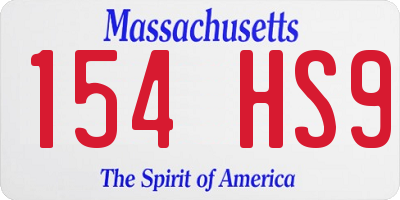 MA license plate 154HS9