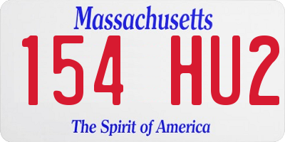 MA license plate 154HU2