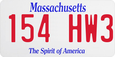 MA license plate 154HW3