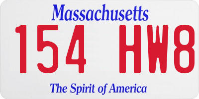 MA license plate 154HW8