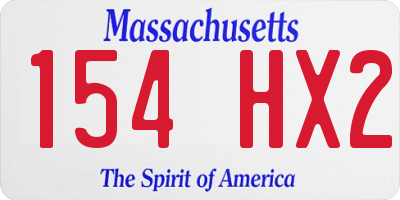 MA license plate 154HX2