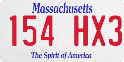 MA license plate 154HX3