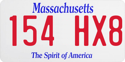 MA license plate 154HX8