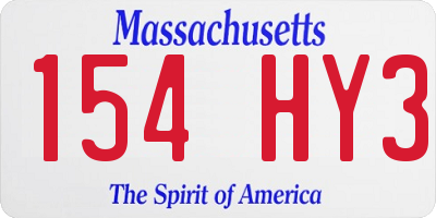 MA license plate 154HY3