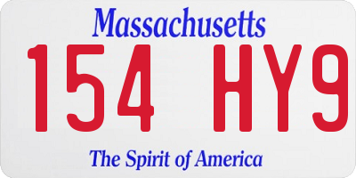 MA license plate 154HY9